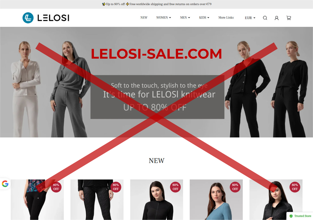 Obvestilo o lažni spletni trgovini